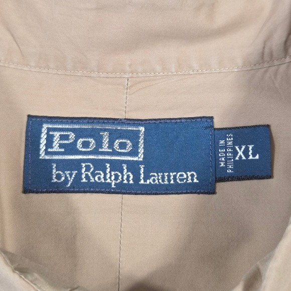 Polo Ralph Lauren Mens XL Short Sleeve Button Down Utility Work Shirt Tan Khaki - Picture 5 of 6